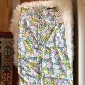 Zara floral print midi skirt